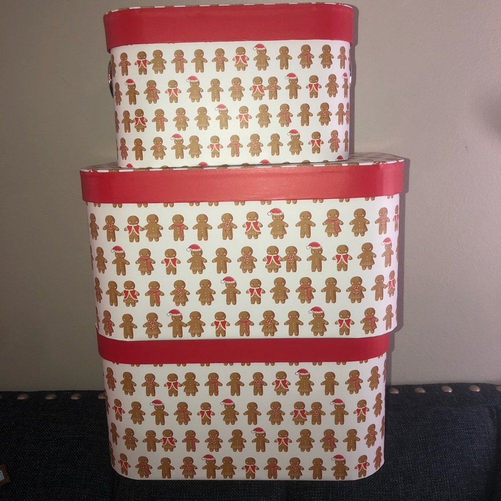 🎄 Holiday Gingerbread Pattern Stackable Gift Boxes